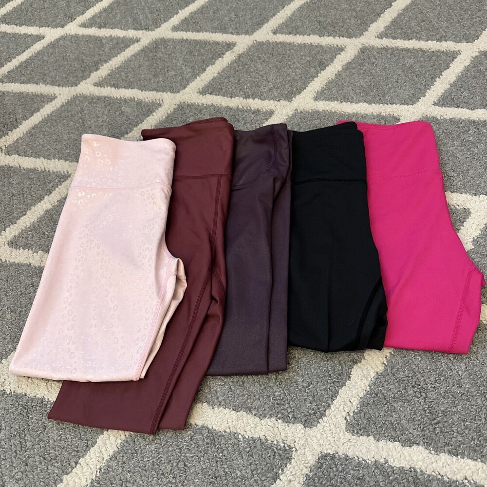 Zyia Active Lot Of 5 Leggings Womens 6-8 Purple, Pink(2), Black, & Burgundy‎